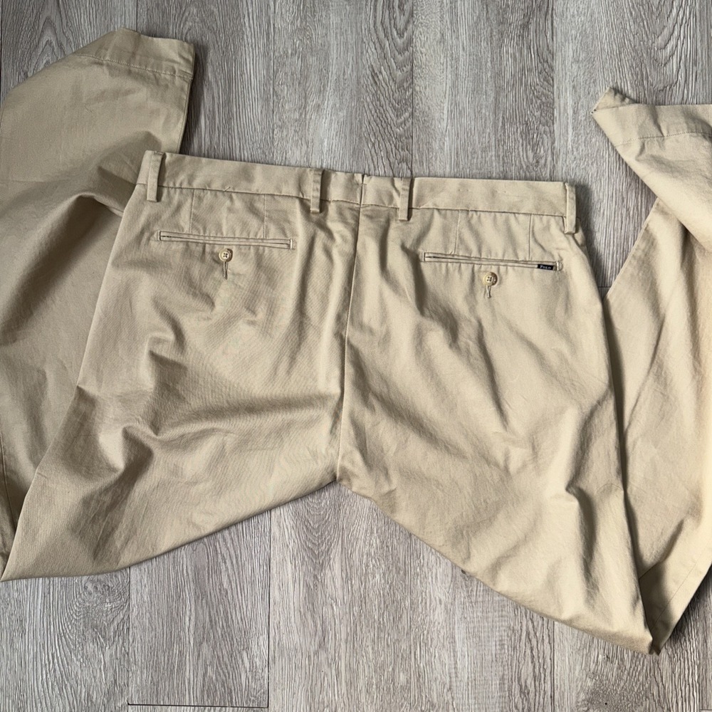 Mens Polo Ralph Lauren Stretch‎ Straight Fit Pants Chino Kakie 36x34 - Picture 10 of 11